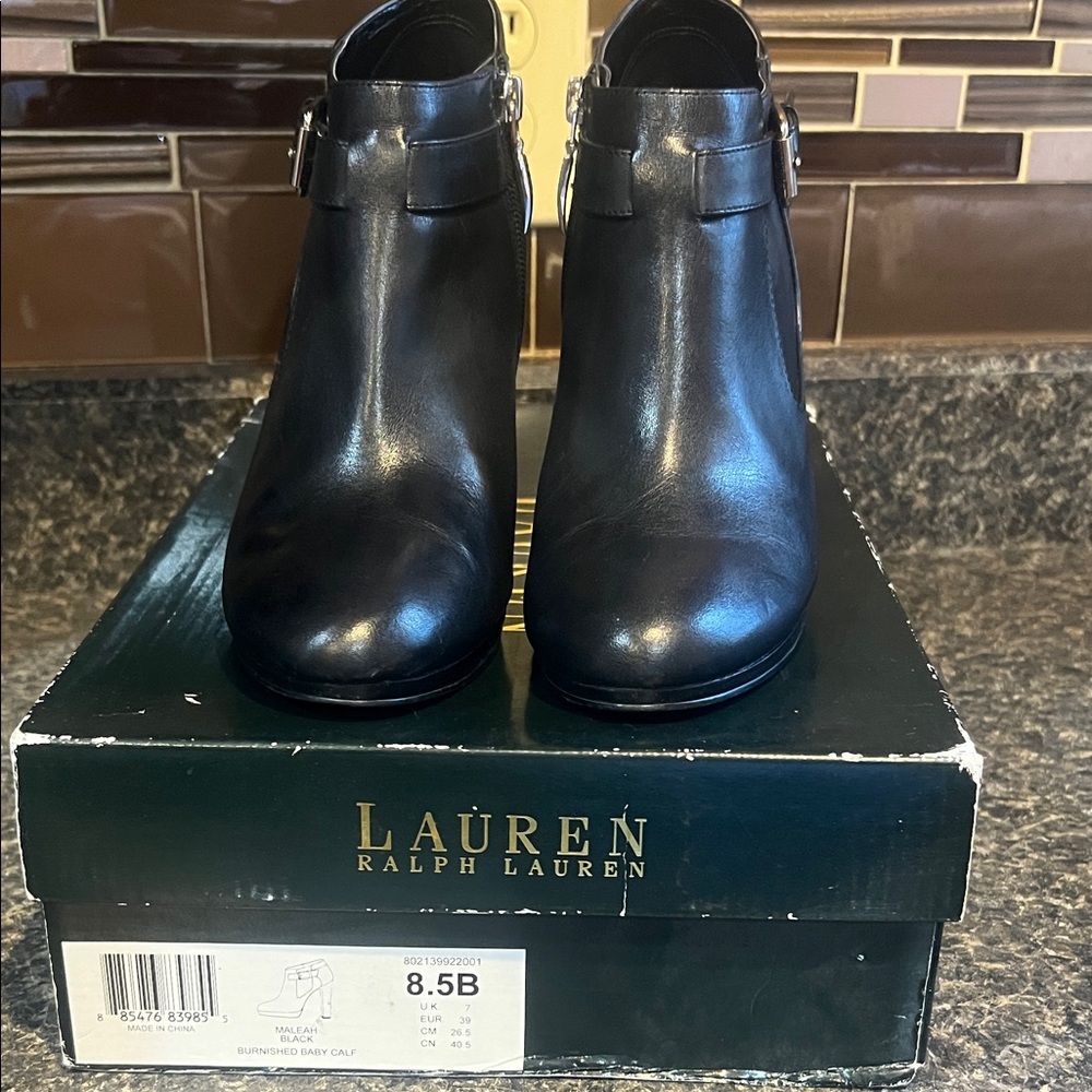 Lauren Ralph Lauren Sleek Black Ankle Booties